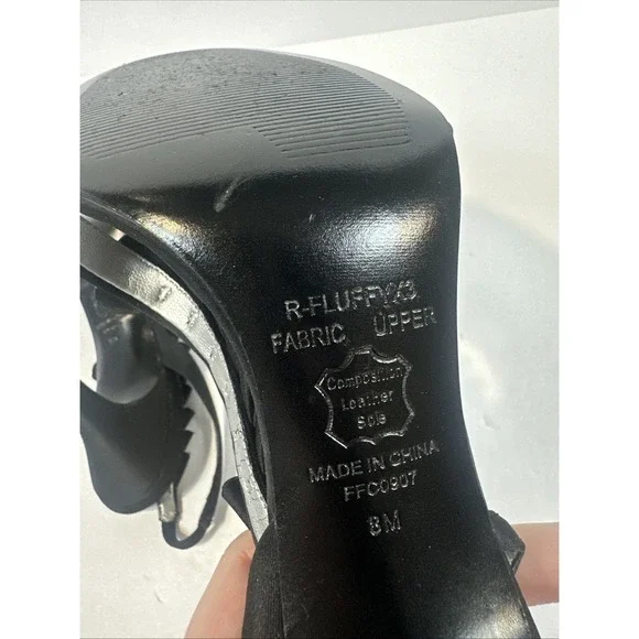 Women's Nine West Ankle Ruffle Strap Toe Spike Heel Leather Shoes Black Size 8M - Picture 7 of 7